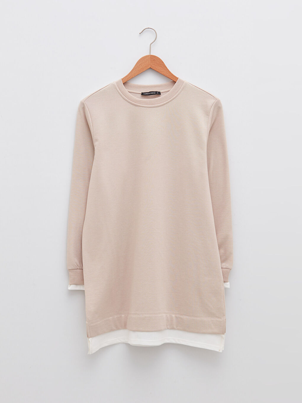 LCW Modest Rundhalsausschnitt Schlicht Langarm Sweatshirt-Tunika für Damen -W1IU10Z8-RTU