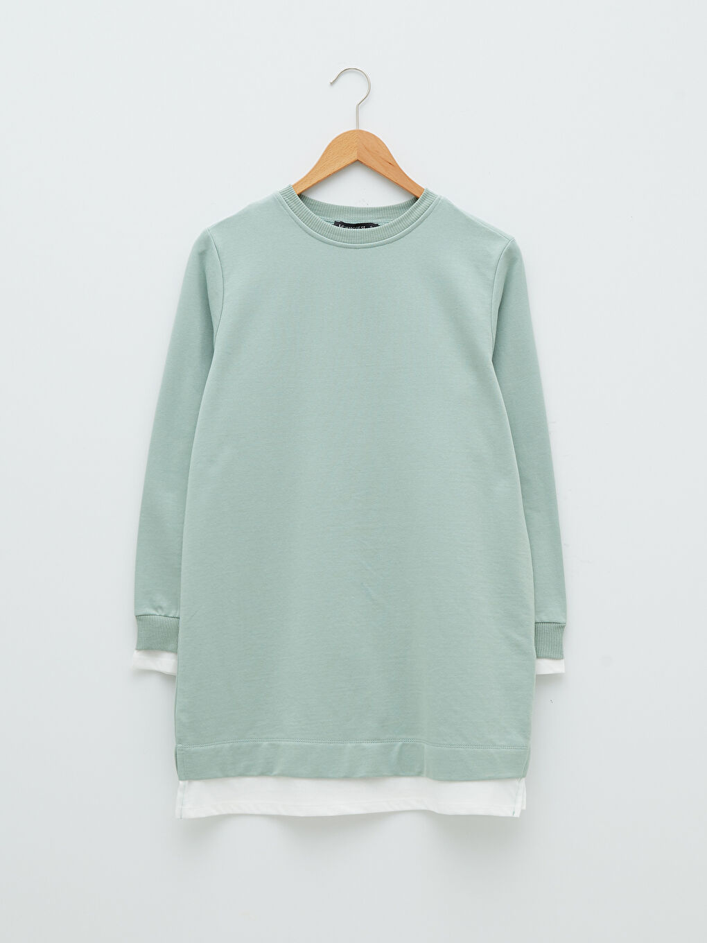 Crew Neck Plain Long Sleeve Women's Sweatshirt Tunic-5