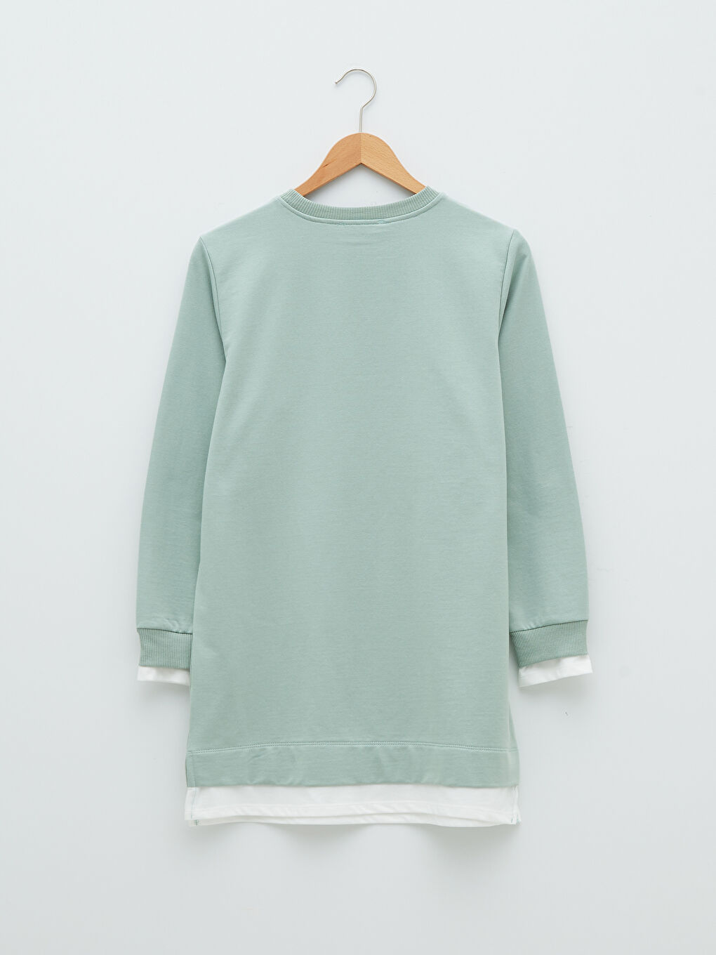Crew Neck Plain Long Sleeve Women's Sweatshirt Tunic-6