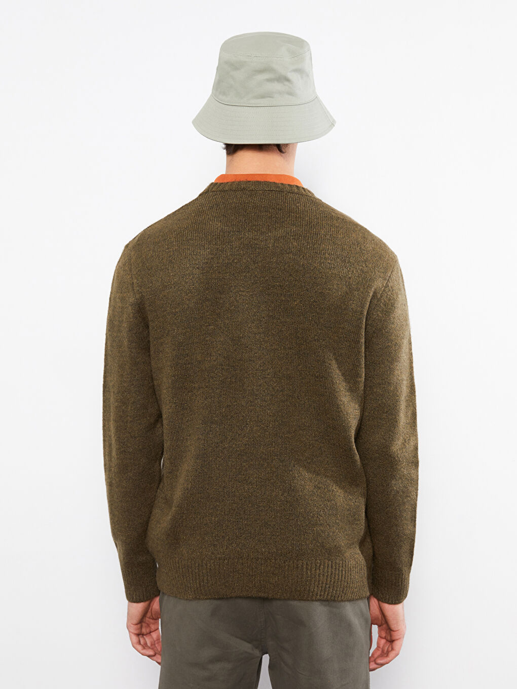 Ерлерге арналған трикотаж ұзын жеңді дөңгелек жағалы жемпір-4