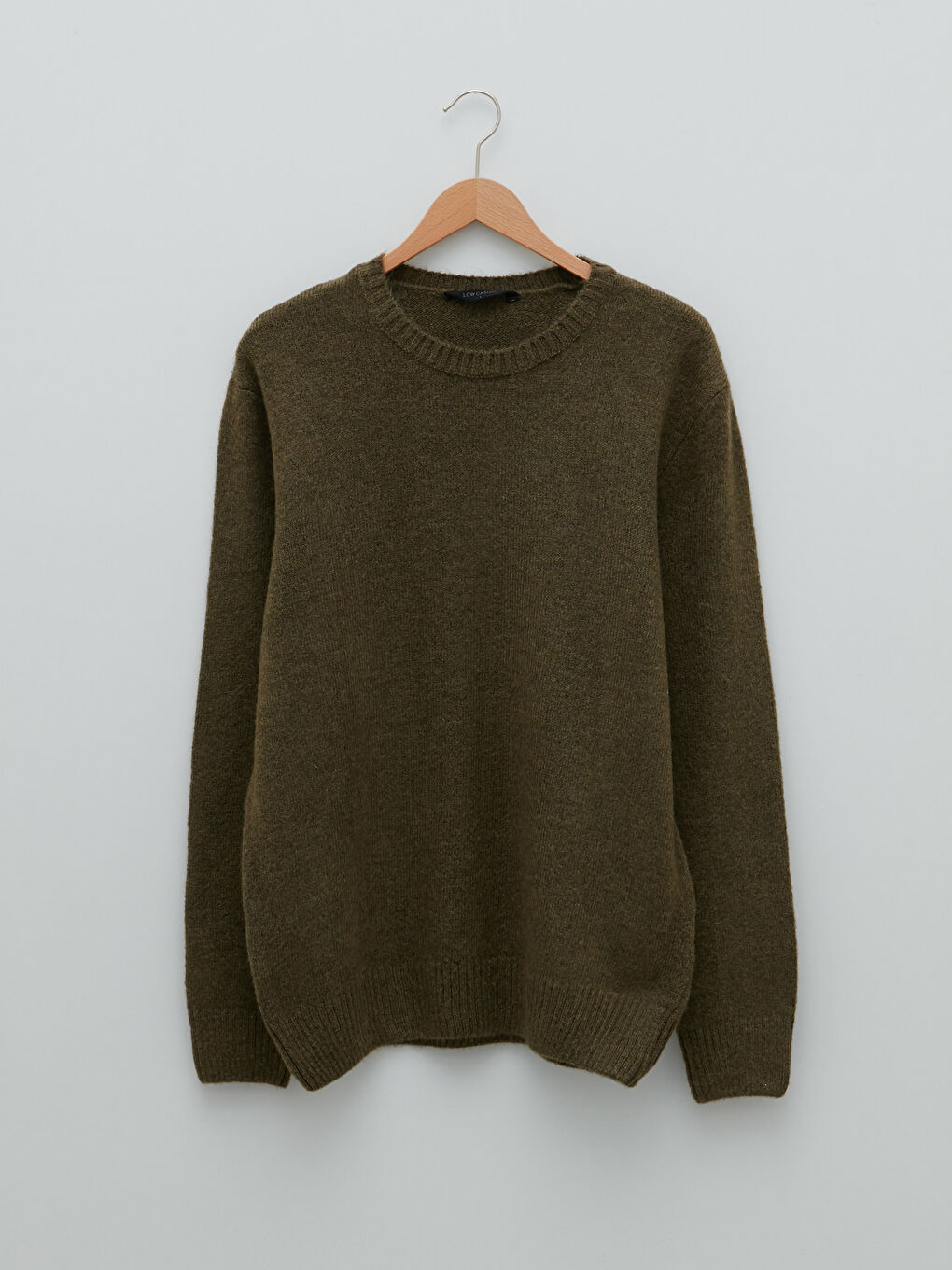 Ерлерге арналған трикотаж ұзын жеңді дөңгелек жағалы жемпір-5