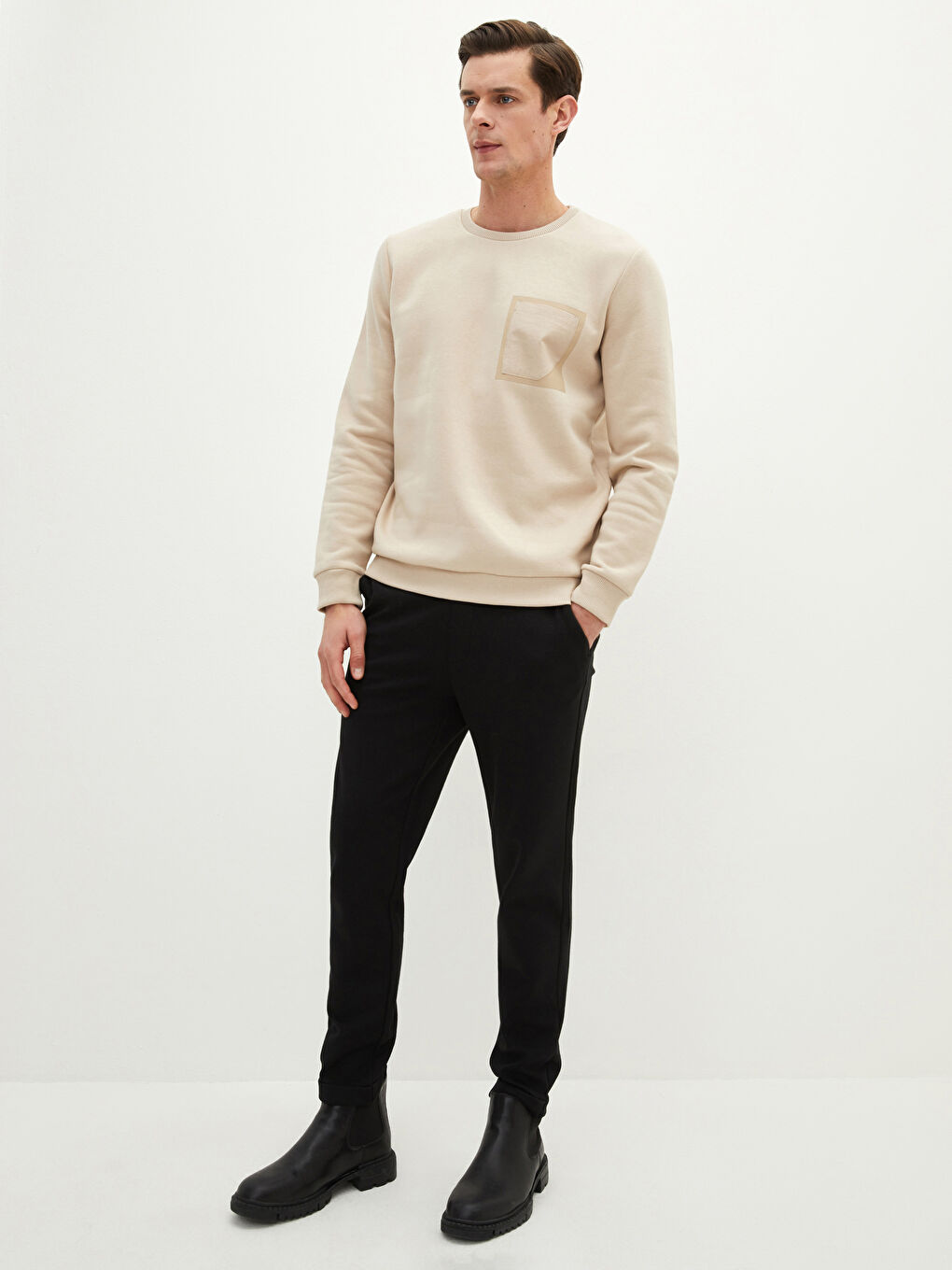Crew Neck Long Sleeve Men's Sweatshirt-2