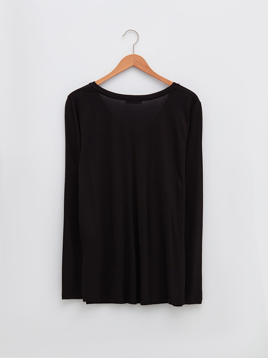 Plus Size V-Neck Straight Long Sleeve Viscose Female T-Shirt-5