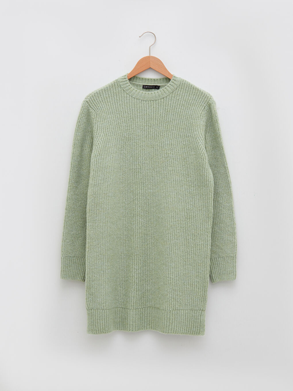 Туника из трикотажа с круглым вырезом, однотонная, с длинным рукавом для женщин-5