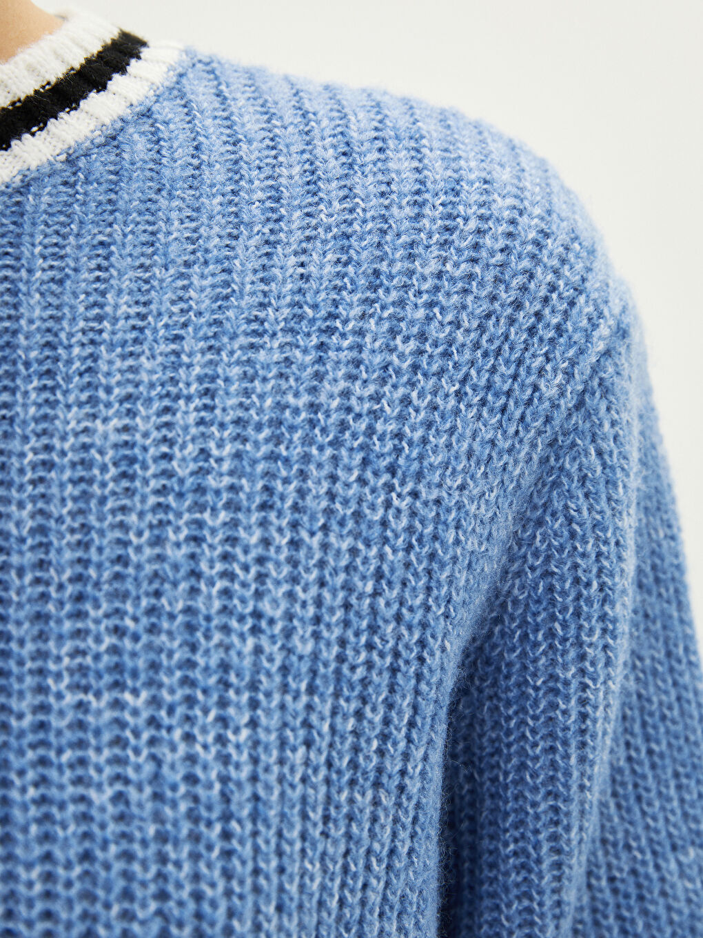 Mavi Bisiklet Yaka Şerit Detaylı Uzun Kollu Kadın Triko Tunik-3