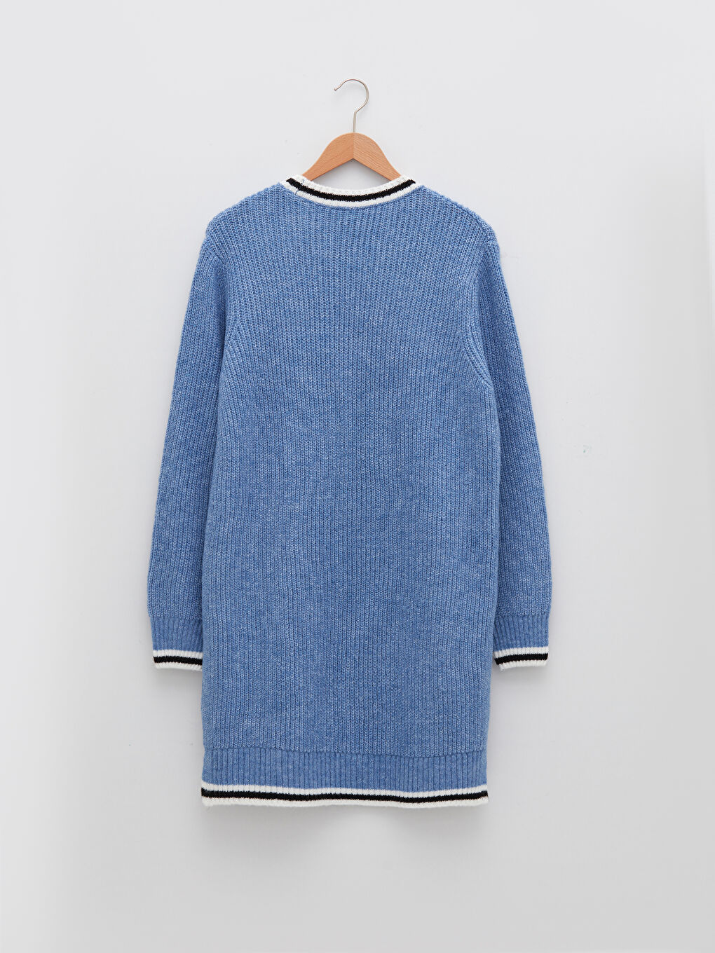 Mavi Bisiklet Yaka Şerit Detaylı Uzun Kollu Kadın Triko Tunik-6