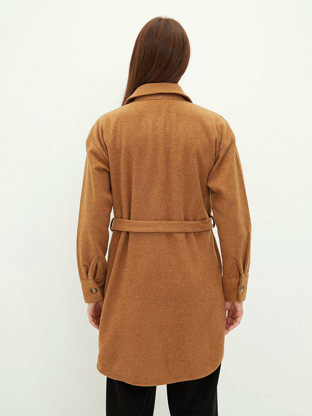 Pocket Detailed Long Sleeve Oversize Gabardine Women's Shirt Tunic-4