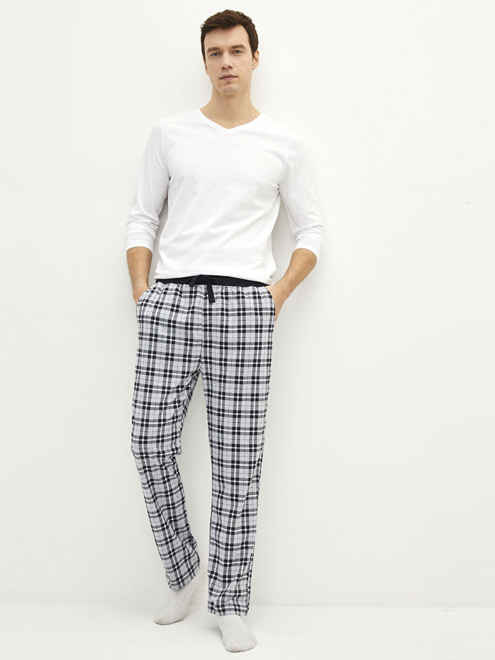 قيعان بيجامة كاروهات عادي للرجال-1