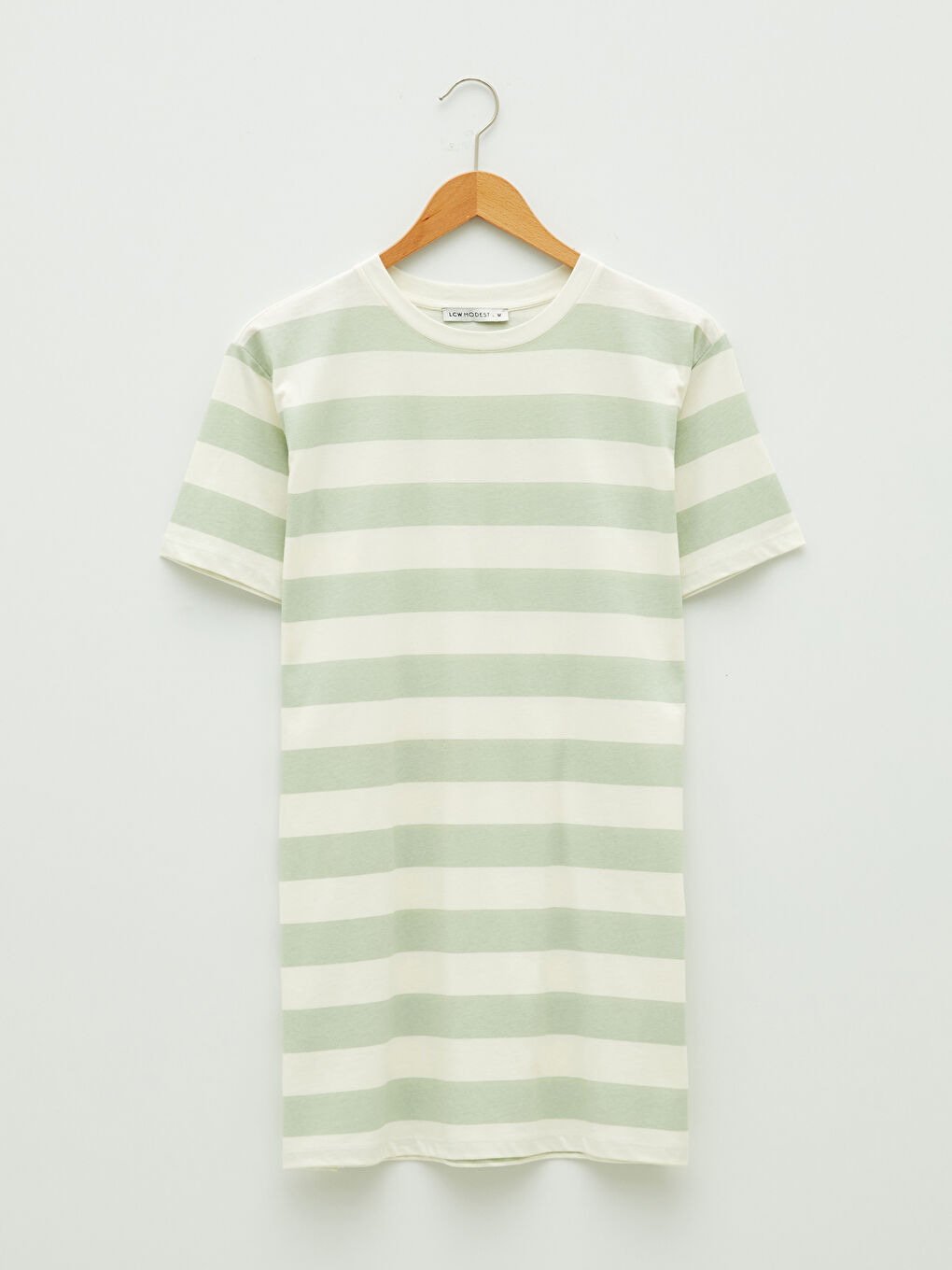 LCW Modest Crew Neck Striped Short Sleeve Cotton Women's Tunic -W1IV69Z8-LFN