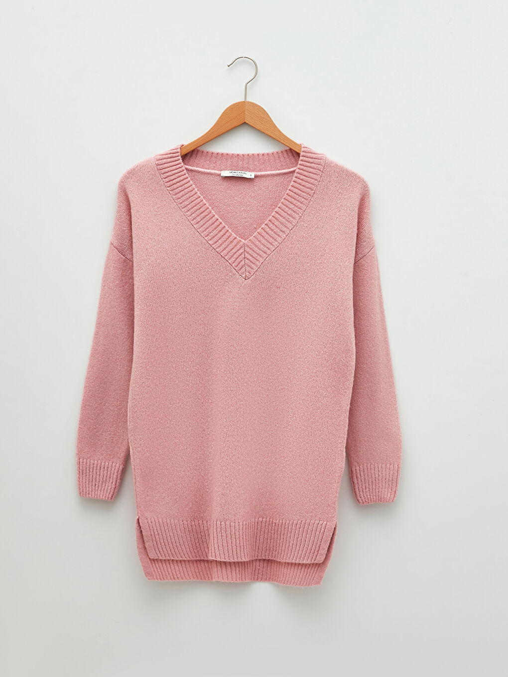 V Neck Plain Long Sleeve Women's Knitwear Sweater-5