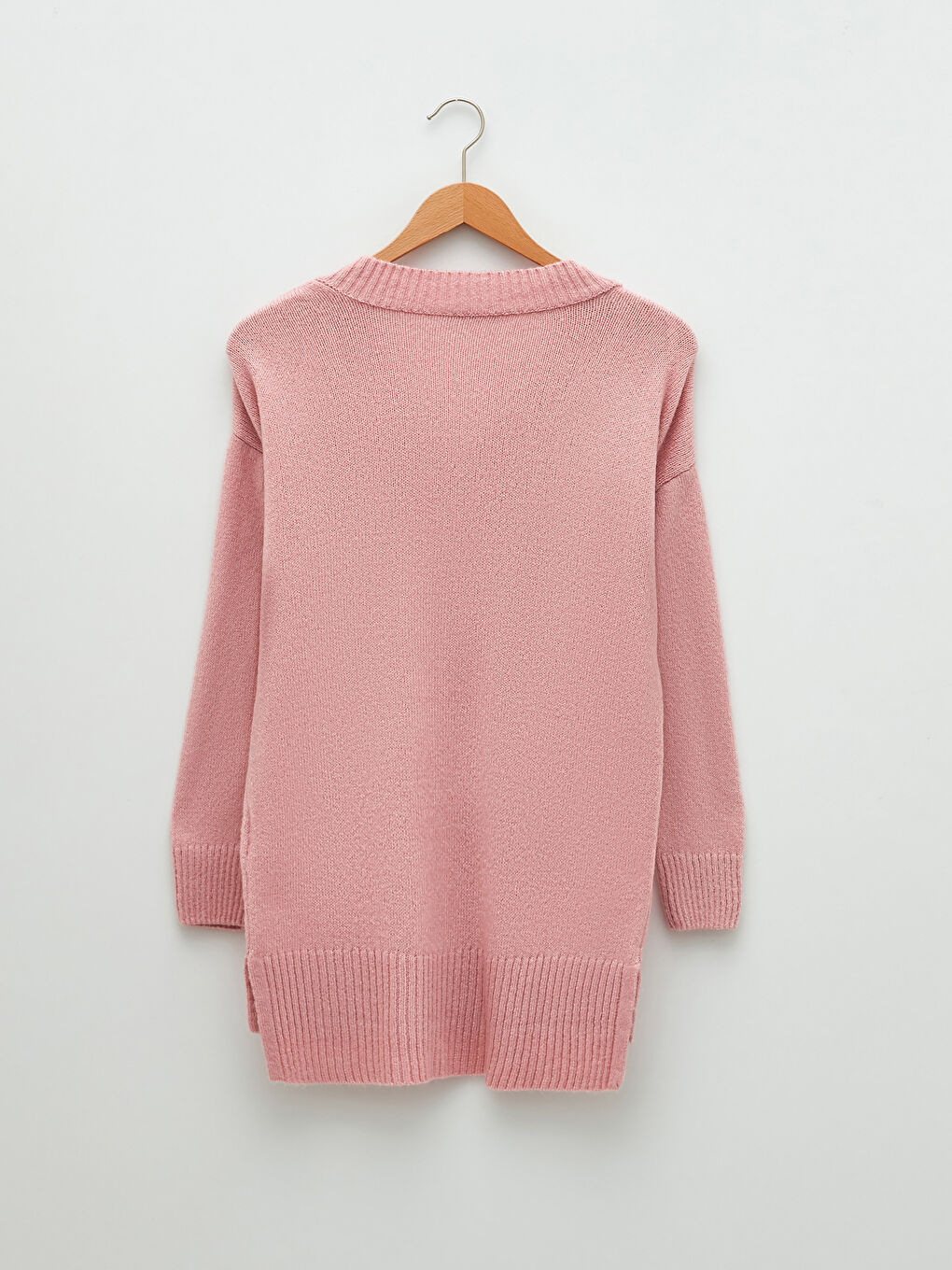 V Neck Plain Long Sleeve Women's Knitwear Sweater-6