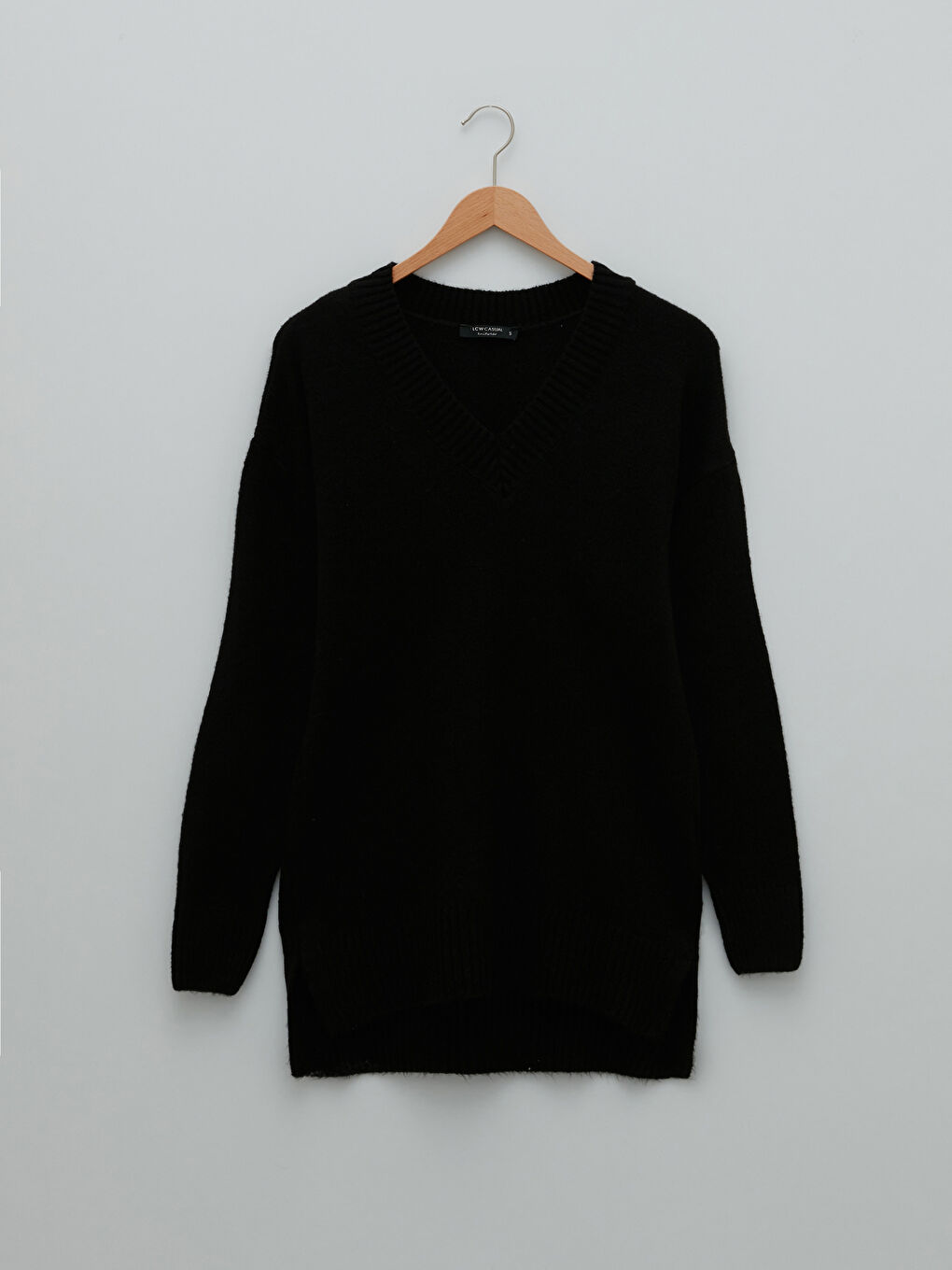 Пуловер с V-образно деколте, изчистен, дълъг ръкав, трико за жени-5