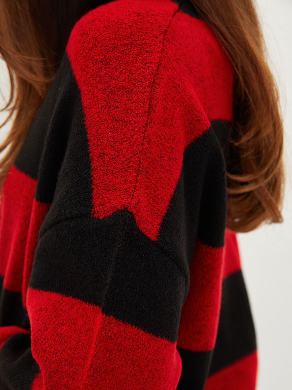 Siyah Yarım Balıkçı Yaka Renk Bloklu Uzun Kollu Kadın Triko Tunik-2