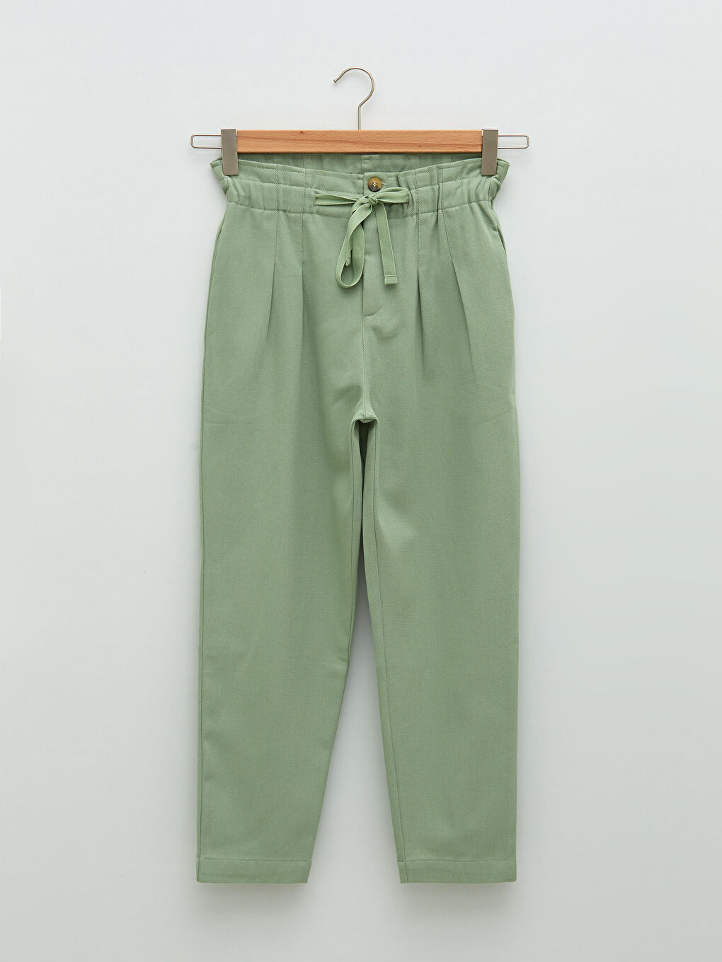 Pantalon Gabardine pour Femmes avec Taille Élastique, Coupe Droite et Poches Détail-5