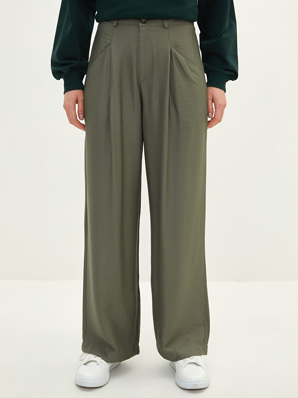 Haki LCW Modest Basic Bol Kadın Pantolon-2