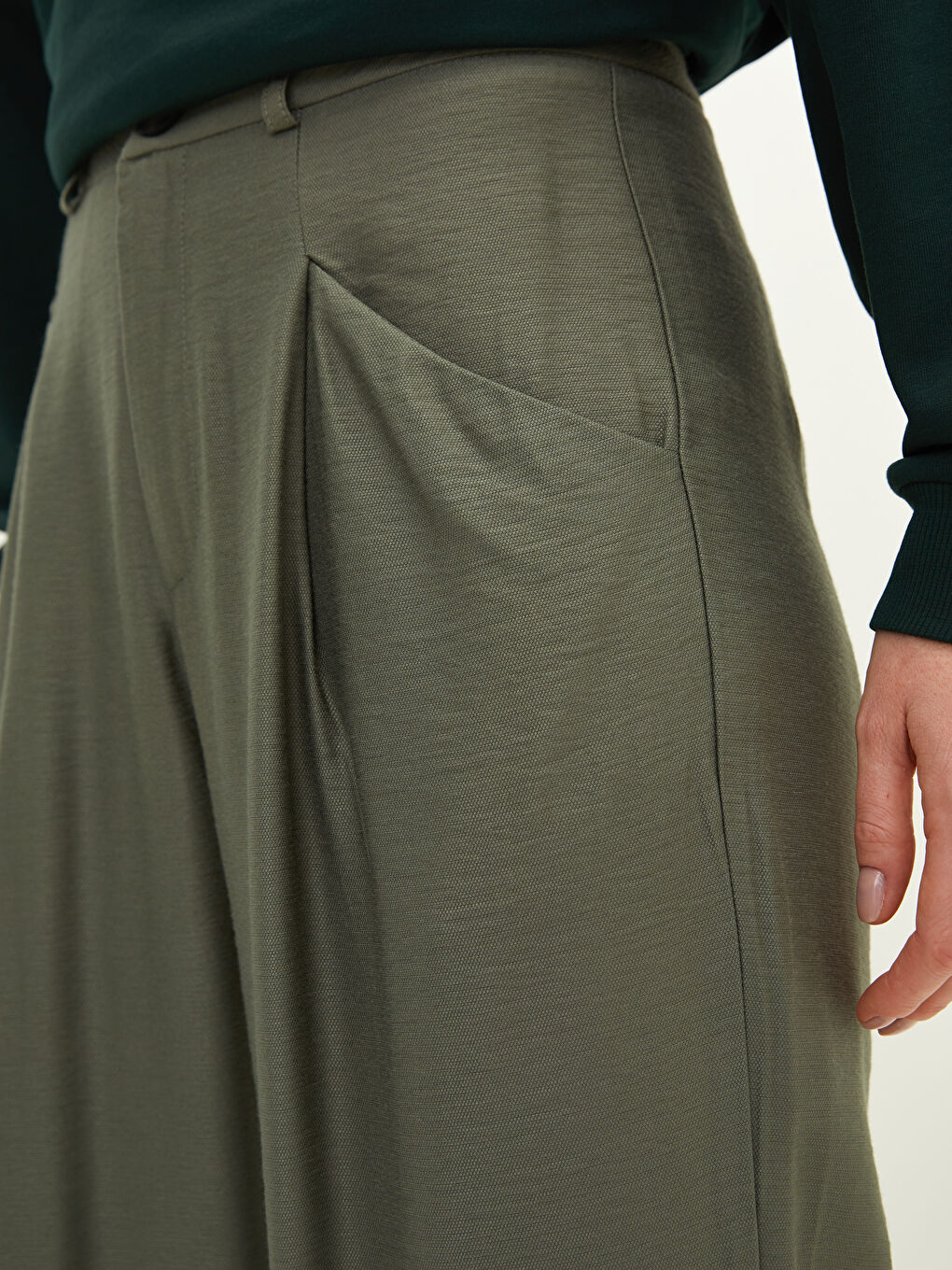 Haki LCW Modest Basic Bol Kadın Pantolon-3