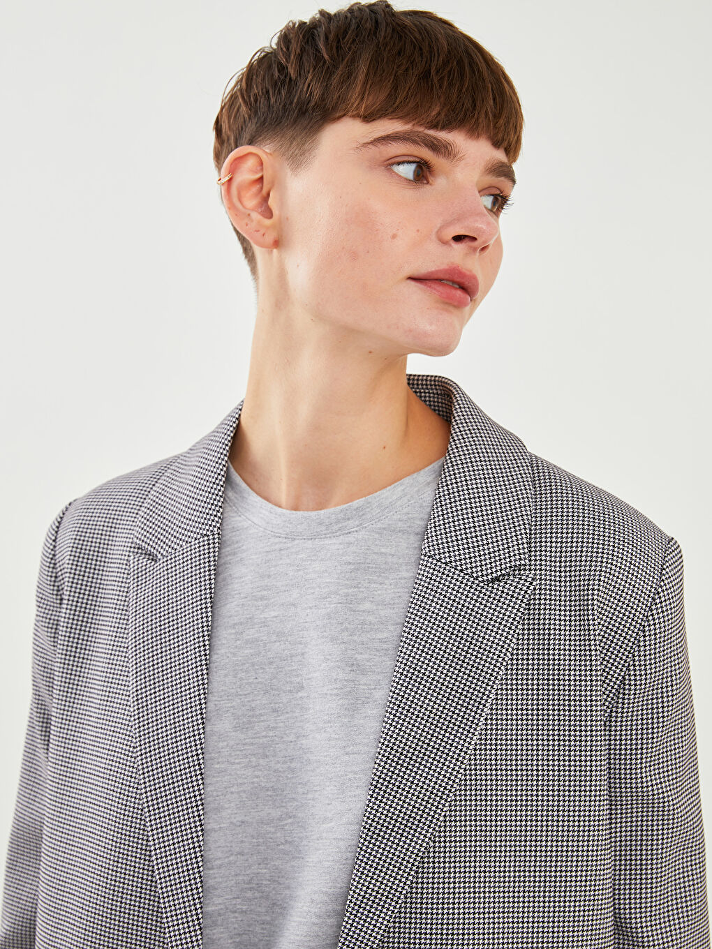 Sacou Blazer Pentru Femei Cu Mânecă Lungă, Imprimat, Cu Nasturi În Față-1