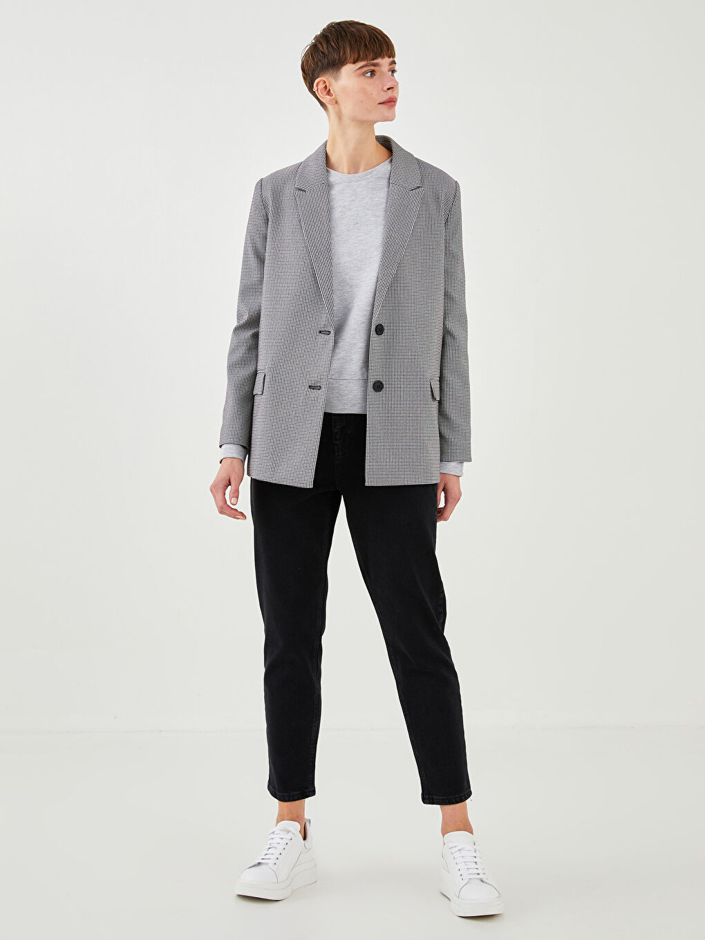 Sacou Blazer Pentru Femei Cu Mânecă Lungă, Imprimat, Cu Nasturi În Față-3