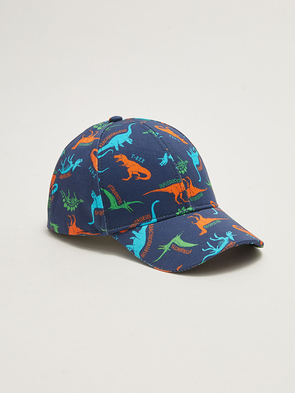 Lacivert Erkek Çocuk Dinozor Baskılı Kep Şapka-1