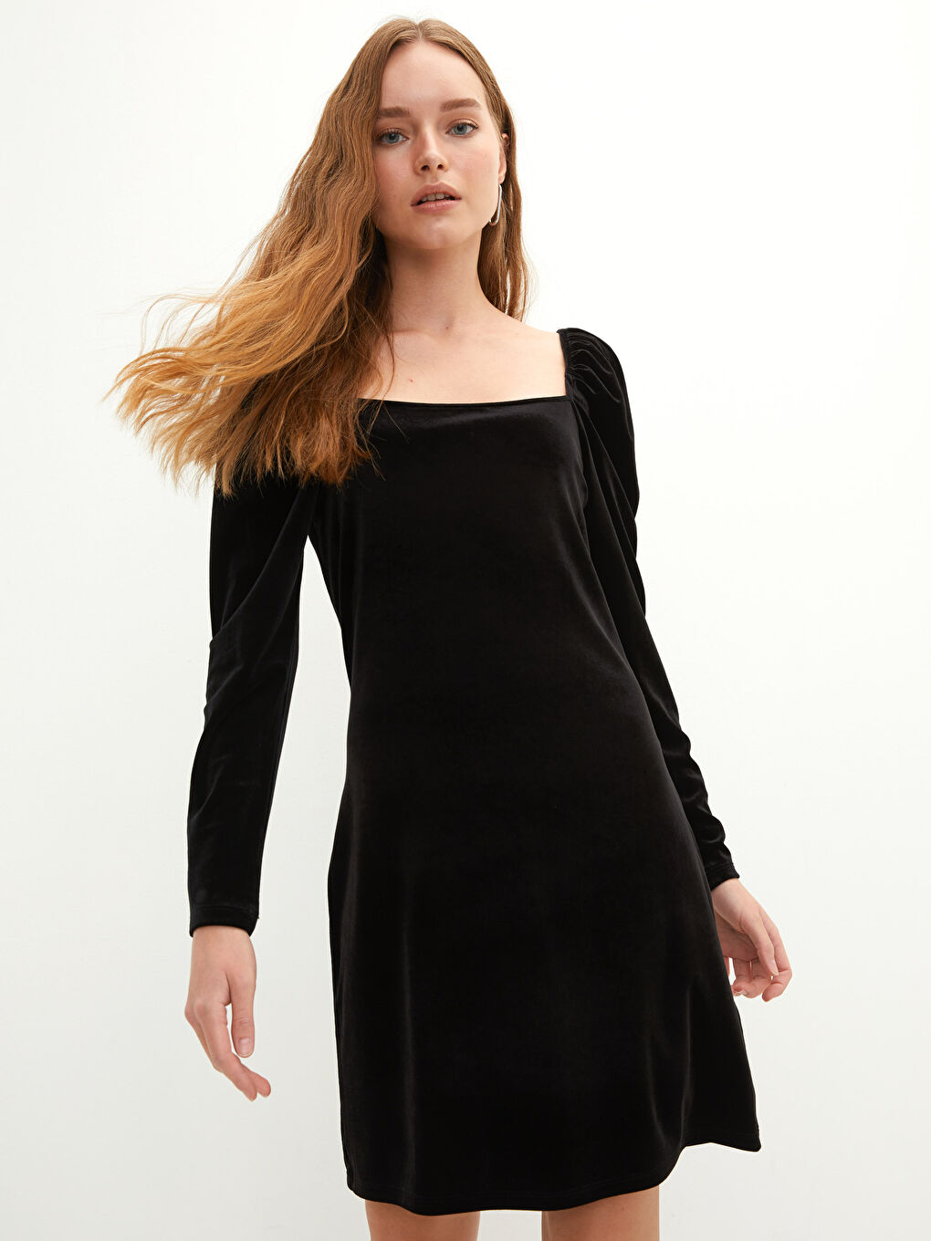 LC Waikiki Square Collar Straight Long Sleeve Velvet Women's