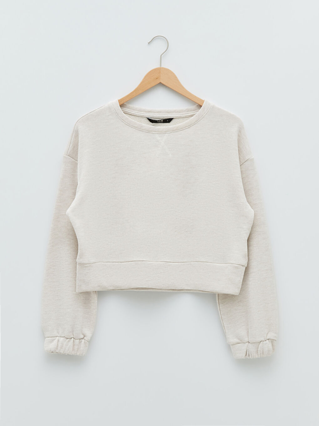 Hanorac simplu cu mânecă lungă și guler rotund pentru femei-5