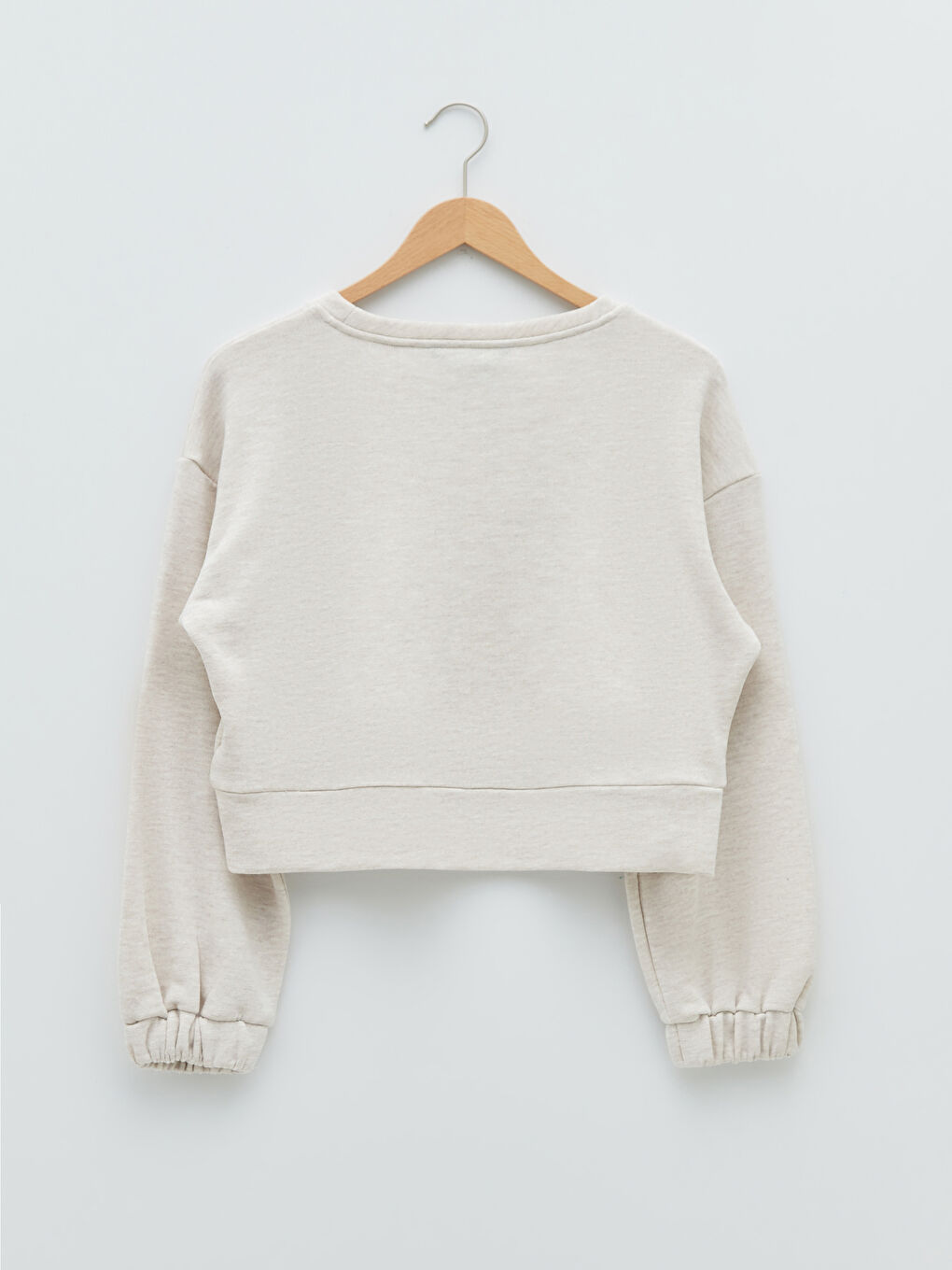 Hanorac simplu cu mânecă lungă și guler rotund pentru femei-6