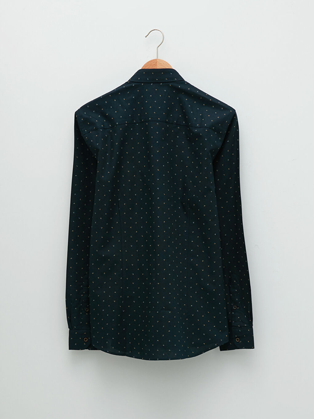 Lacivert Slim Fit Uzun Kollu Desenli Erkek Gömlek-6