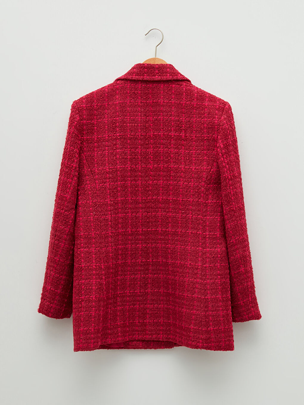 Jachetă pentru Femei cu Nasturi, Carouri, Mânecă Lungă-6