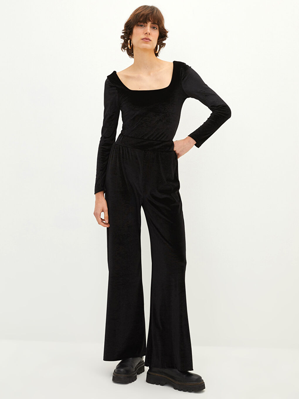 High Waist Straight Wide Leg Corduroy Women's Sweatpants-3