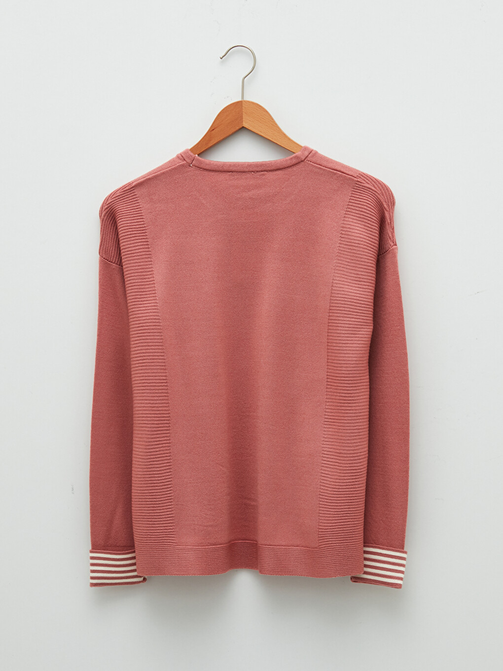 Crew Neck Self Patterned Long Sleeve Women's Knitwear Sweater-6