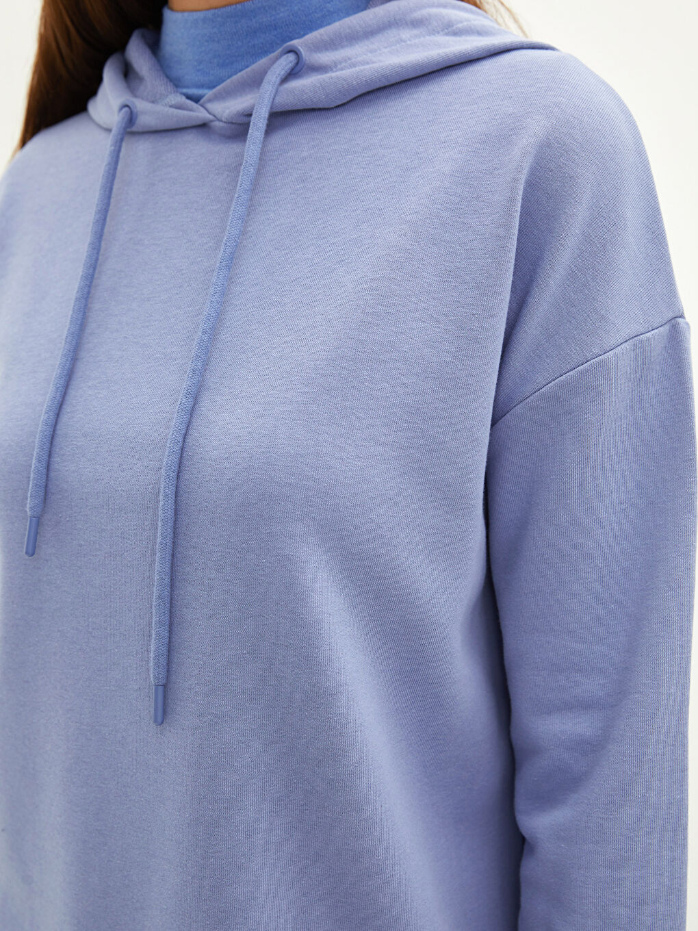 Толстовка-Туника Женская Оверсайз С Капюшоном Однотонная С Длинным Рукавом-3