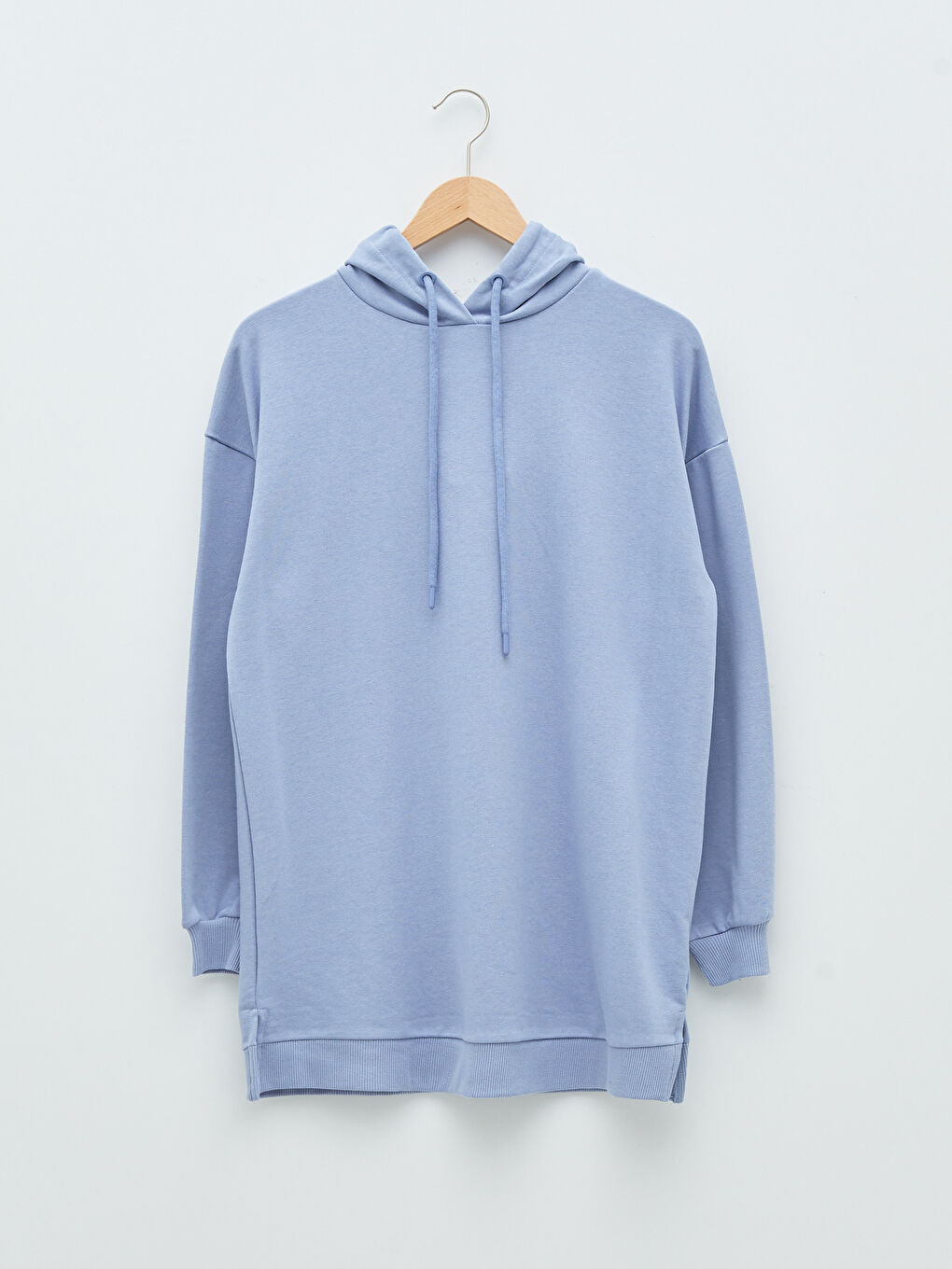 Толстовка-Туника Женская Оверсайз С Капюшоном Однотонная С Длинным Рукавом-5