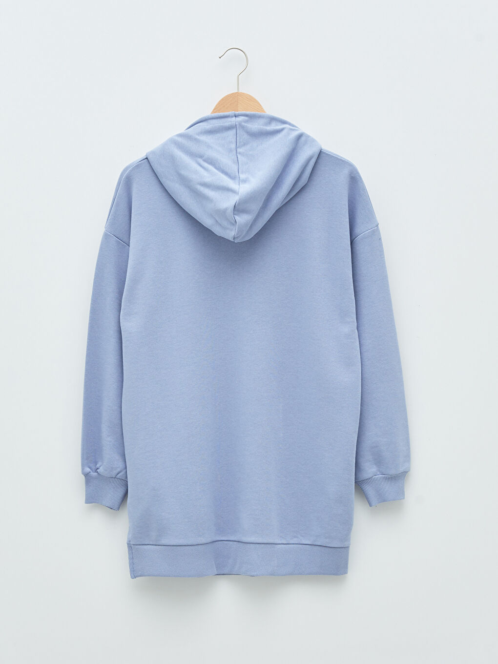 Толстовка-Туника Женская Оверсайз С Капюшоном Однотонная С Длинным Рукавом-6