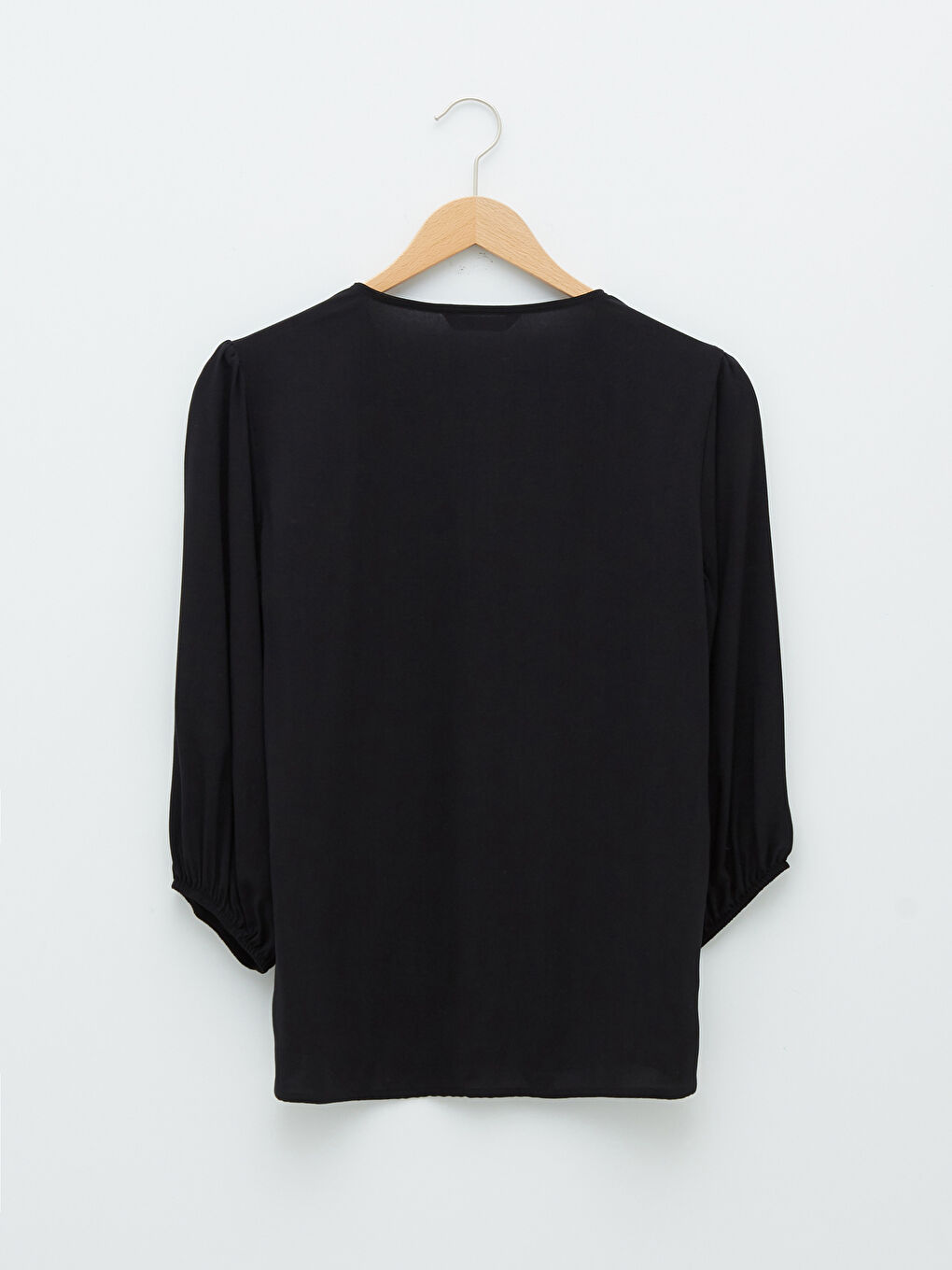 Блузка из вискозы с V-образным вырезом, прямым кроем и длинным рукавом для женщин-6