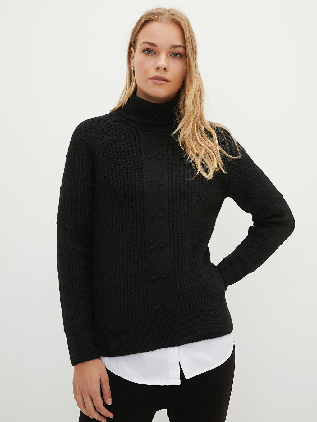 Ženska Trikotažna Rolka Sa Postojećim Dezenom Dugih Rukava-1