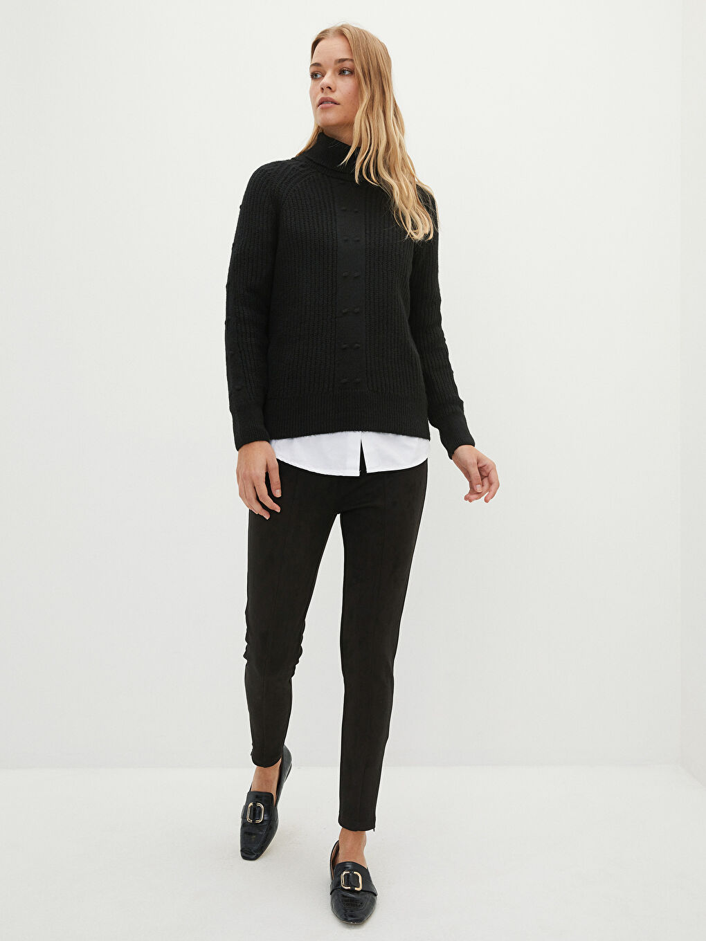 Ženska Trikotažna Rolka Sa Postojećim Dezenom Dugih Rukava-3