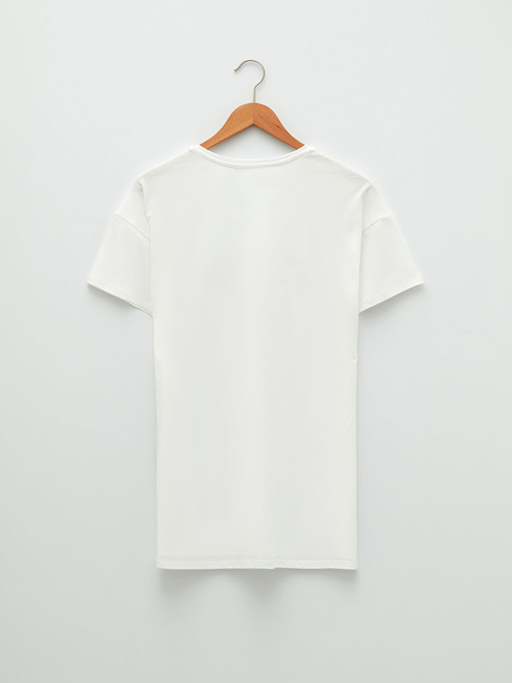 Ekru Bisiklet Yaka Yazı Baskılı Kısa Kollu Kadın Tişört-4