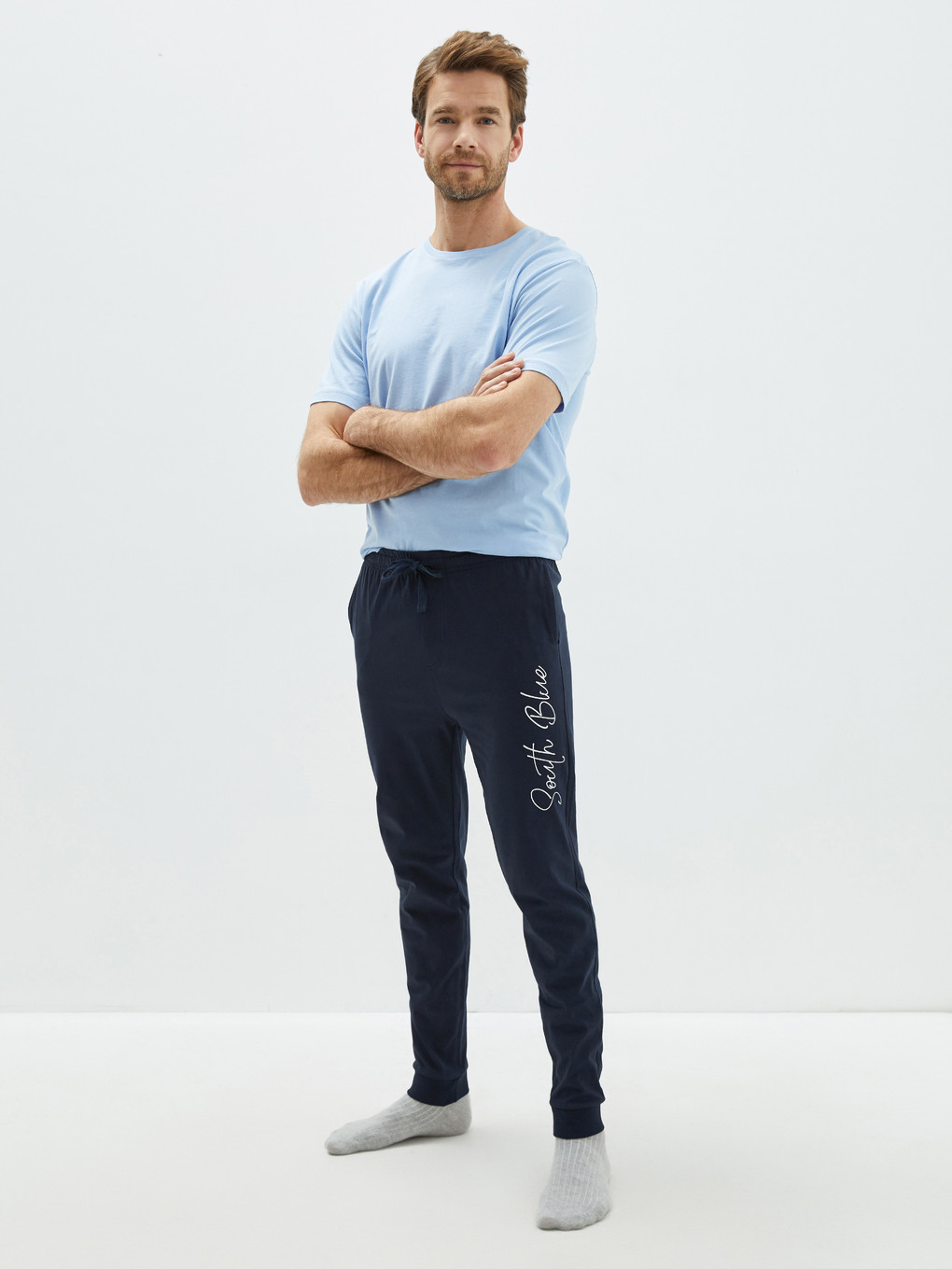 Lacivert Standart Kalıp Baskılı Erkek Pijama Alt