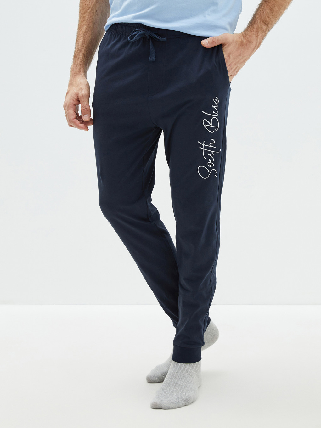 Lacivert Standart Kalıp Baskılı Erkek Pijama Alt-3