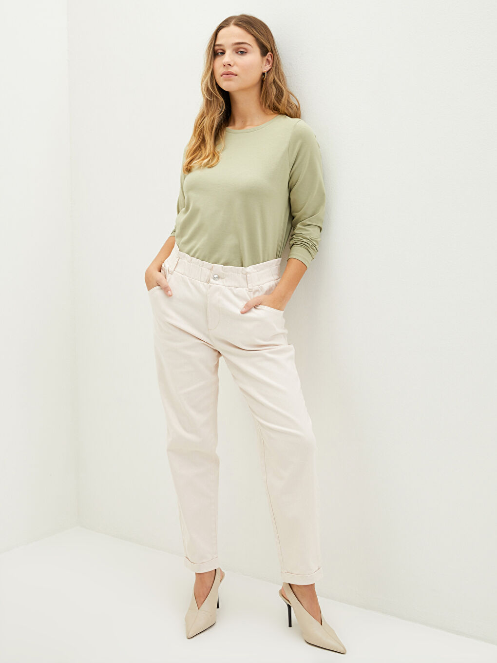 T-shirt pour Femmes Grande Taille Col Rond Droit Manches Longues-2