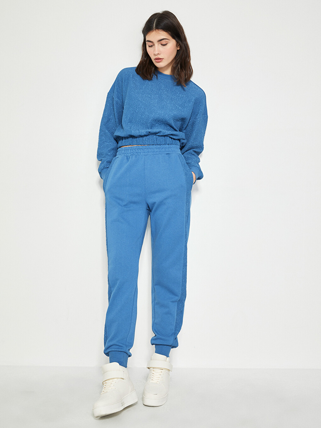 Women's Elastic Waist Patterned Pocket Detailed Jogger Sweatpants