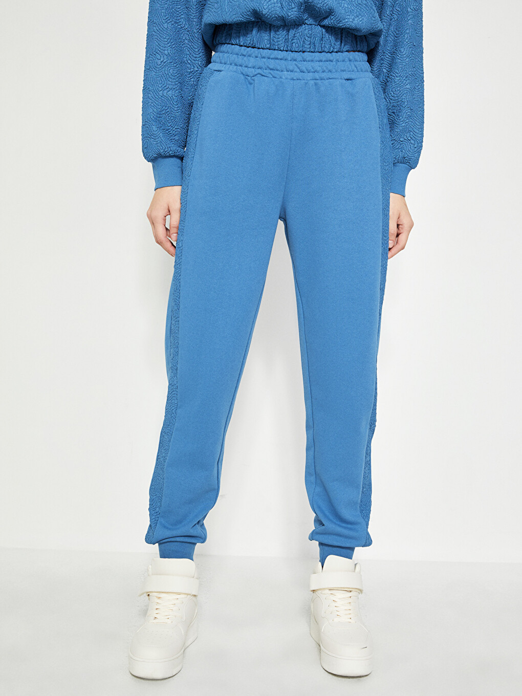 Women's Elastic Waist Patterned Pocket Detailed Jogger Sweatpants-2