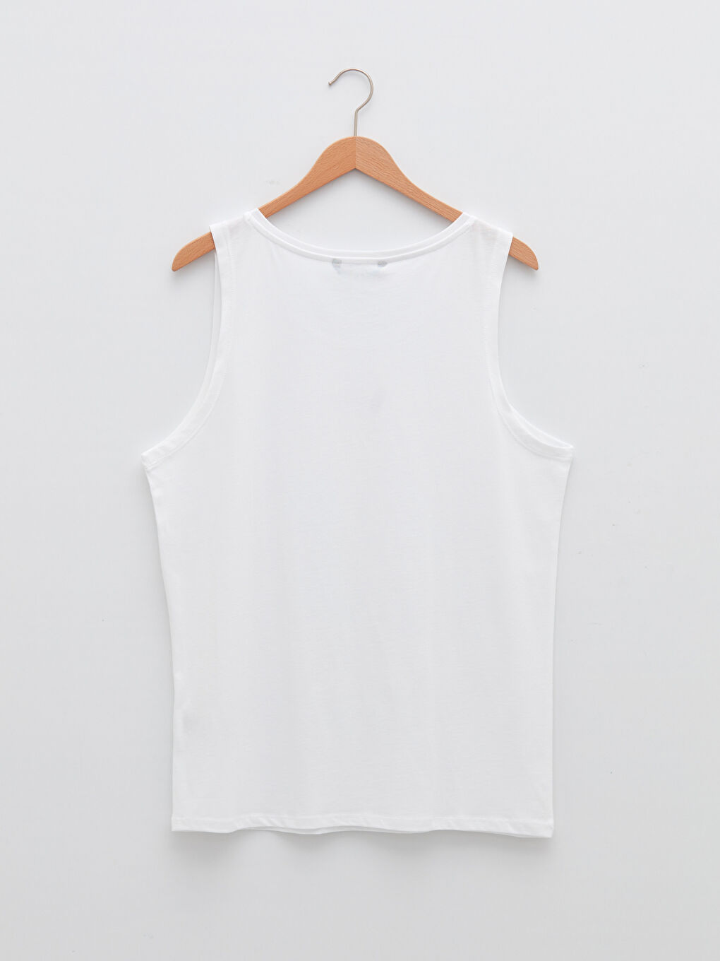 Beyaz Bisiklet Yaka Baskılı Erkek Kolsuz Tişört-6