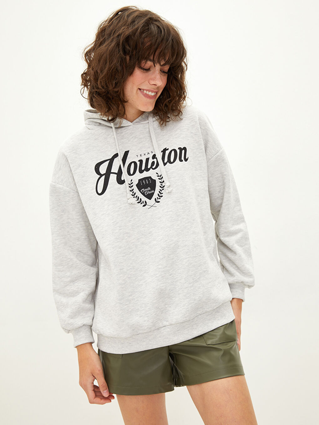 LCW Vision Bedrucktes Dickes Kapuzensweatshirt für Damen -W1J119Z8-EFN