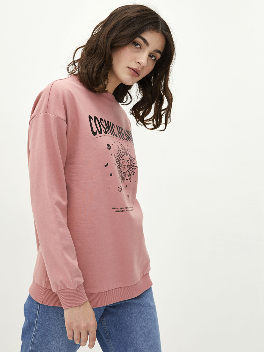 Crew Neck Printed Long Sleeve Women's Sweatshirt-1