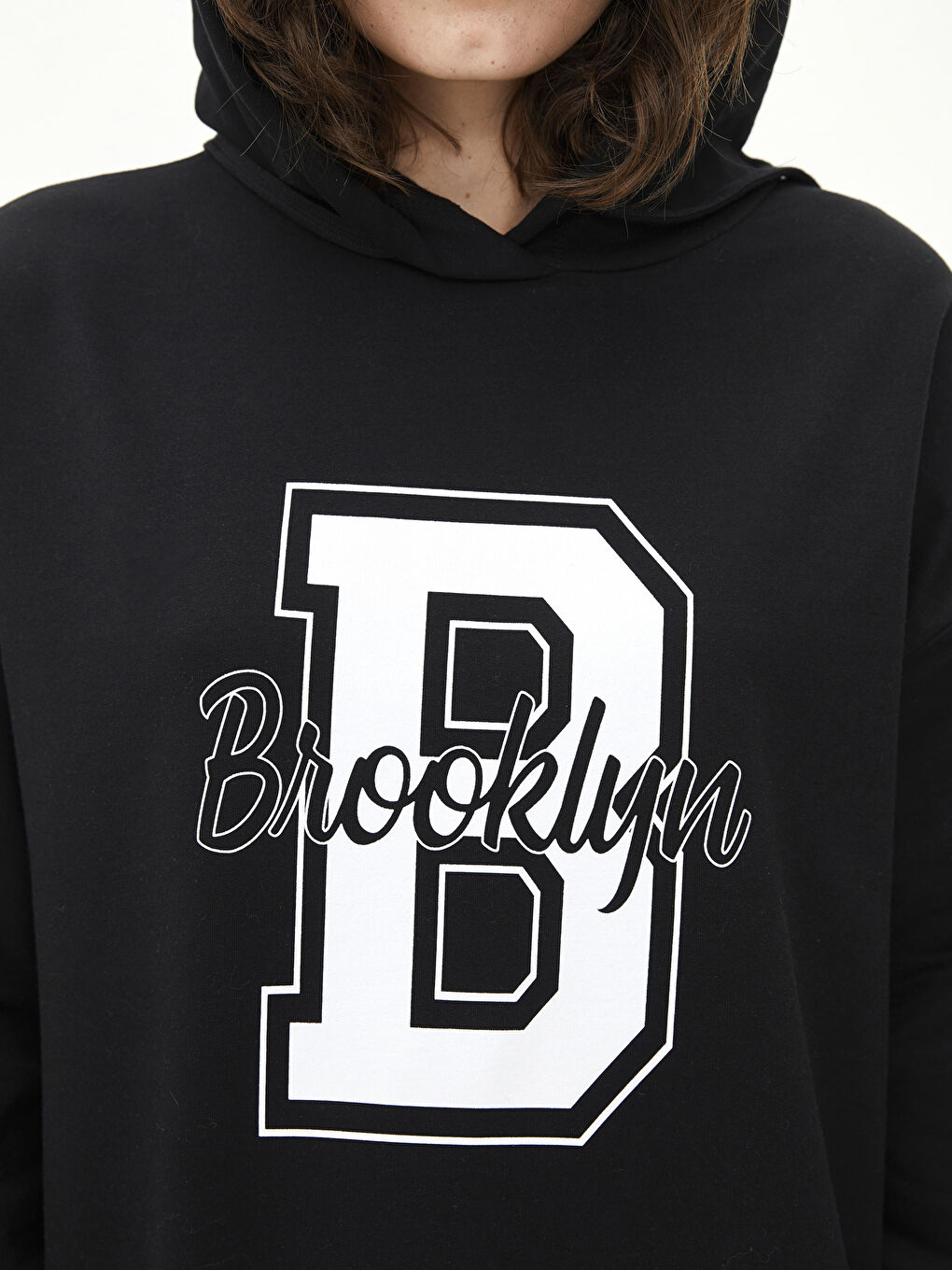 LCW Vision Kapuzensweatshirt mit Textdruck und langen Ärmeln für Damen -W1J121Z8-RQN