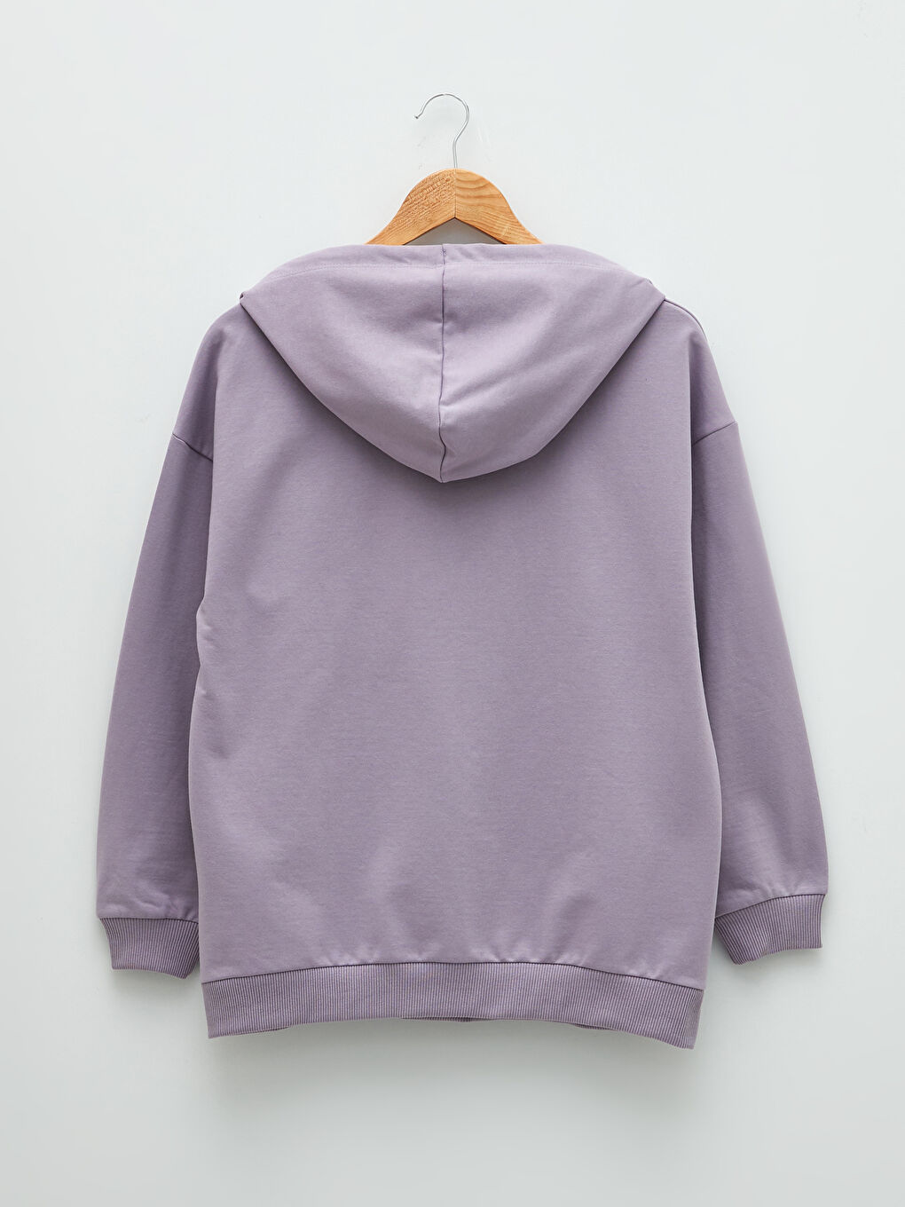 Lila Kapüşonlu Baskılı Uzun Kollu Kadın Sweatshirt-5