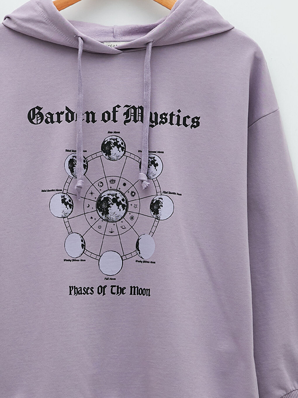 Lila Kapüşonlu Baskılı Uzun Kollu Kadın Sweatshirt-6