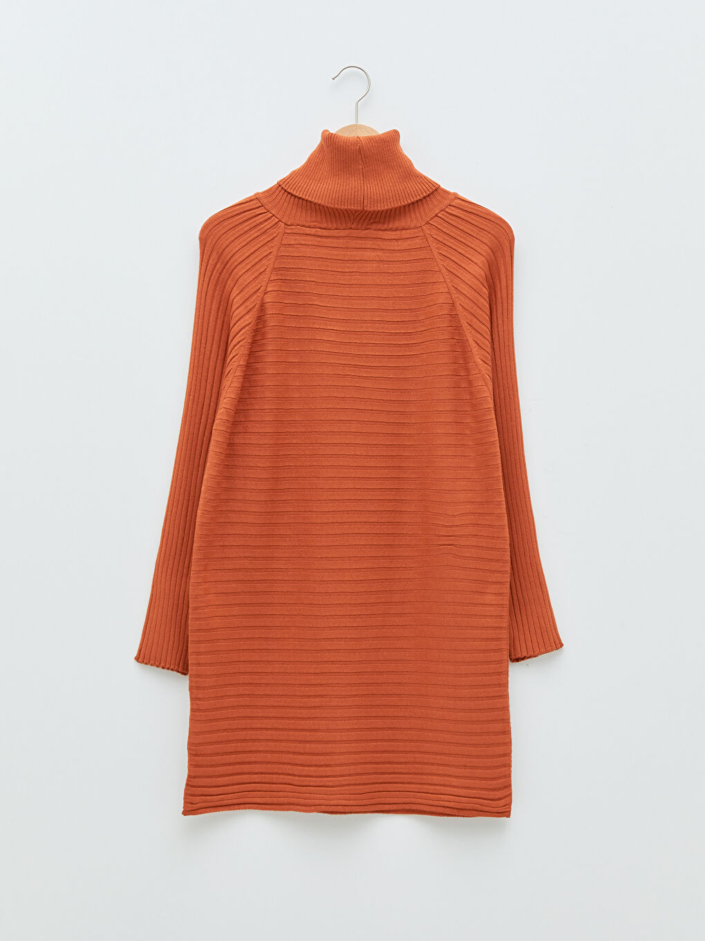 Kahverengi Balıkçı Yaka Çizgili Uzun Kollu Kadın Triko Tunik-6