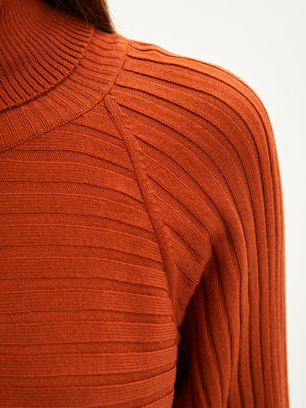 Kahverengi Balıkçı Yaka Çizgili Uzun Kollu Kadın Triko Tunik-4